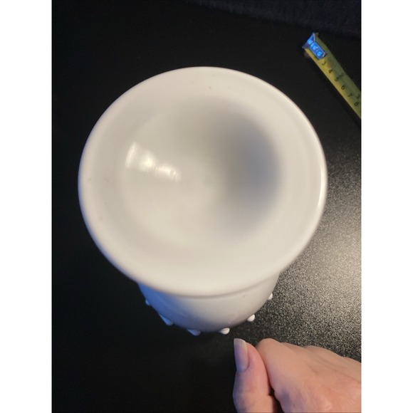 Vintage Milk Glass Pedestal Compote Bowl Scalloped Edge Candy Dish 7" Goblet - Picture 7 of 8